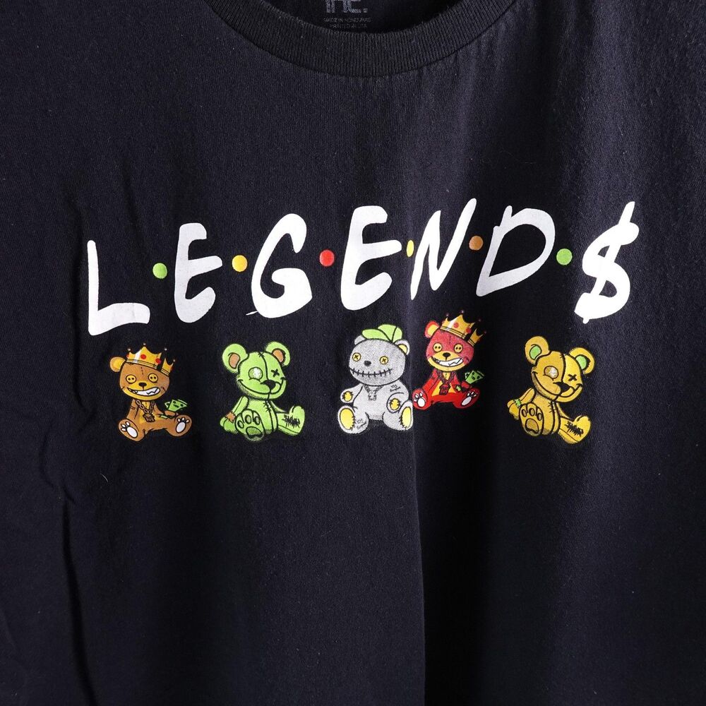 3Forty Inc Shirt Mens 2XL Black Legends Teddy Bear Graphic Logo Tee Streetwear - Picture 2 of 7